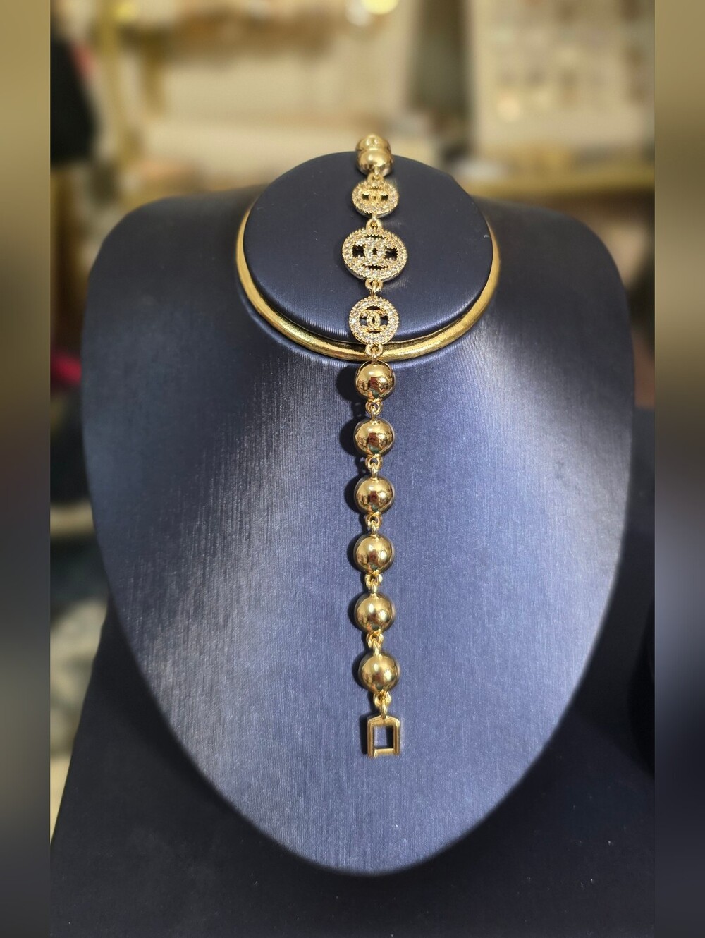 Elegant Gold-plated Beaded Drop Necklace